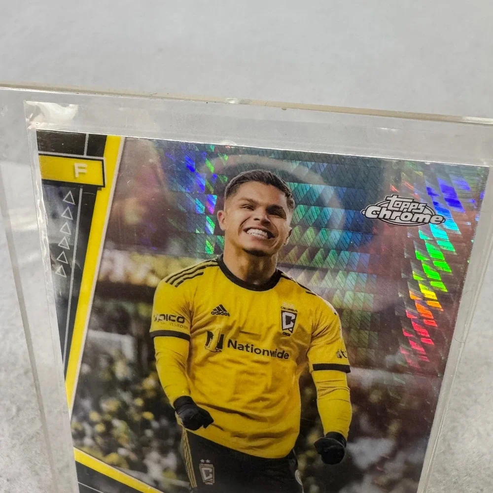 Topps Chrome Trading Card Cucho Hernandez Columbus Crew Yellow Prism Refractor